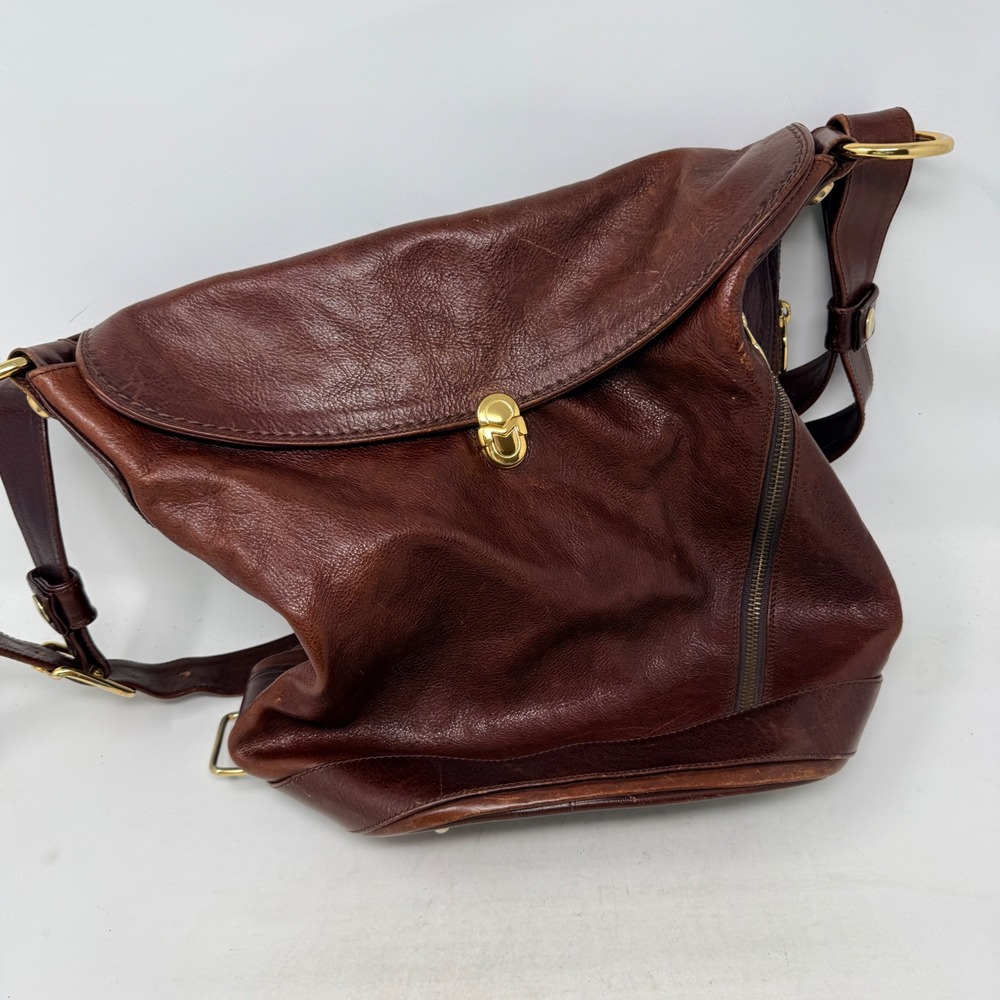 Marino Orlandi Brown OS Vintage Italian Leather Rucksack Messenger Bag Timeless